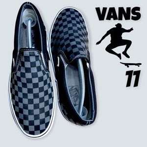 Vans Men’s CHECKERBOARD SLIP-ON Pewter & Black sz 11